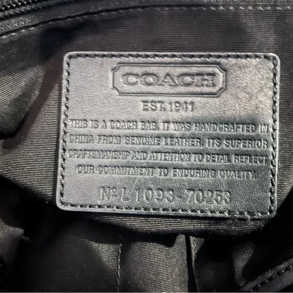 Coach Op Art Black Embossed Leather Messenger Bag